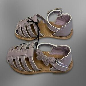 Jumping Beans Toddler Sandals Secure Strap Butterfly Detail Purple Girl 5T NWT